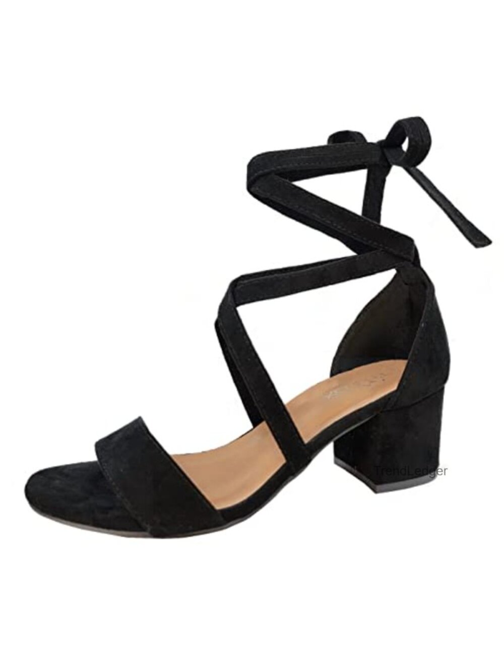 Strappy Lace Up Open Toe Block Heel Sandals Faux Leather